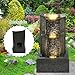 Goldshire 3-Tiers Outdoor Rock Water Fountain with LED Light, Standing Cascading Water Feature, Faux Stone Waterfalls Fountain Decor for Garden Patio Yard Lawn and Deck (Grey)