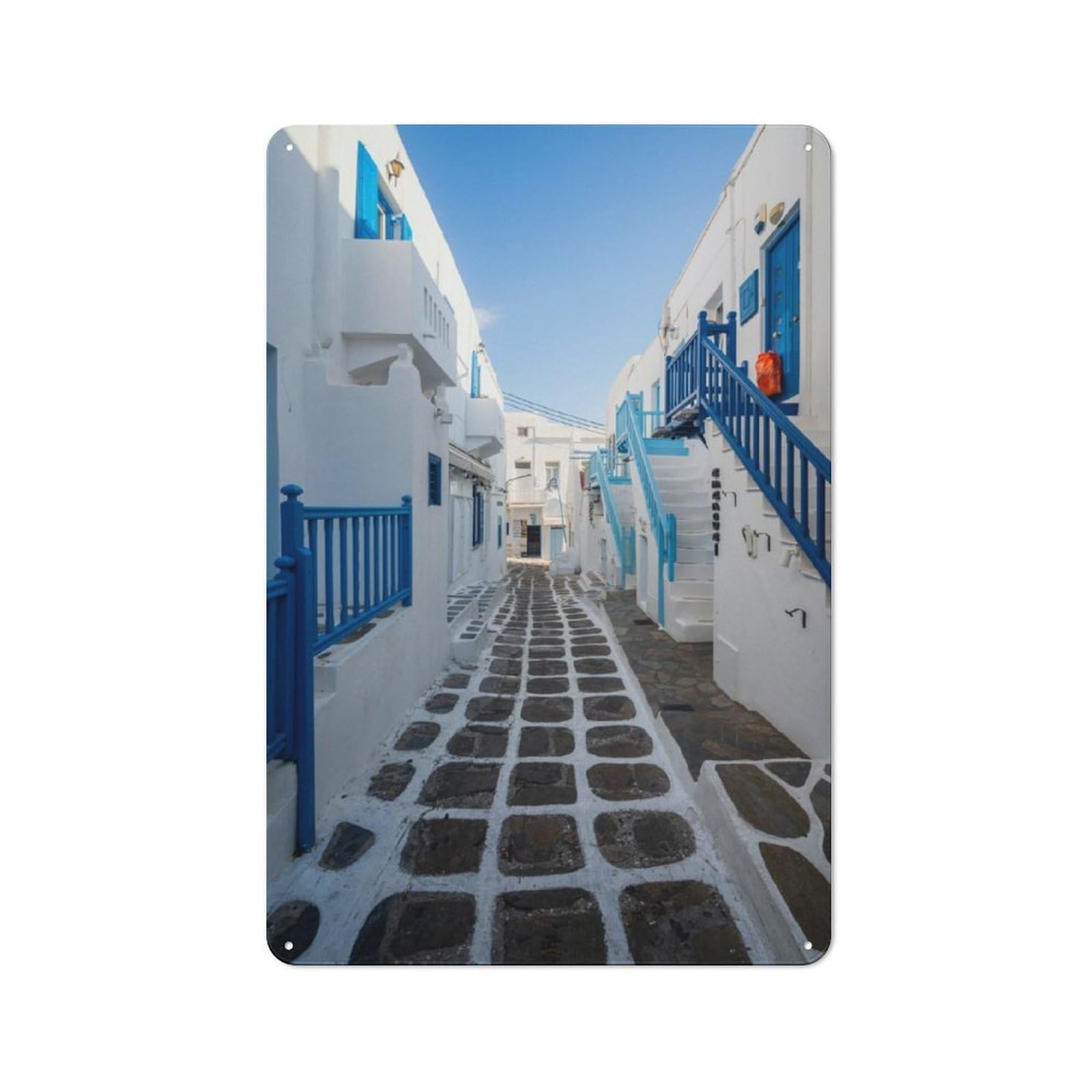 Junmoney Famous Blue Alley Mykonos Tin Wall Plaque 30X20cm With For Studio Or Craft Room, For Cooler-Season Styling In Studio And Craft Room