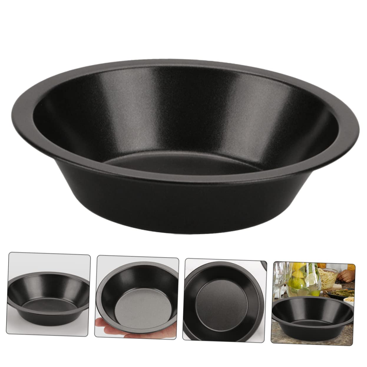 Garneck 4pcs Nonstick Carbon Steel Pizza Plates Multi-function Baking Pans for Home Restaurant Use Wear-resistant Baking Trays for Cakes Pies Muffins and More