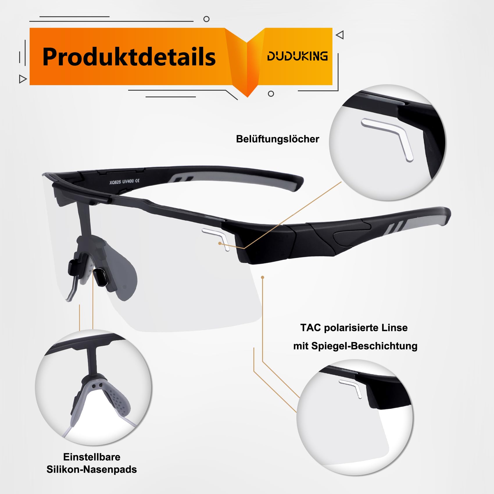 DUDUKING Occhiali da sole auto polarizzati occhiali da ciclismo da uomo e donna,occhiali sportivi da ciclismo