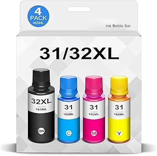 Compatible with HP 31 32 XL Ink for HP Smart Tank 7602 7301 6001 5103 5101 5000 5102 757 7601 7601 755 6002 7302 7001 Smart Tank Plus 551 651 455 457 450 Ink Printer(165ml Black, 100ml CMY Ink)