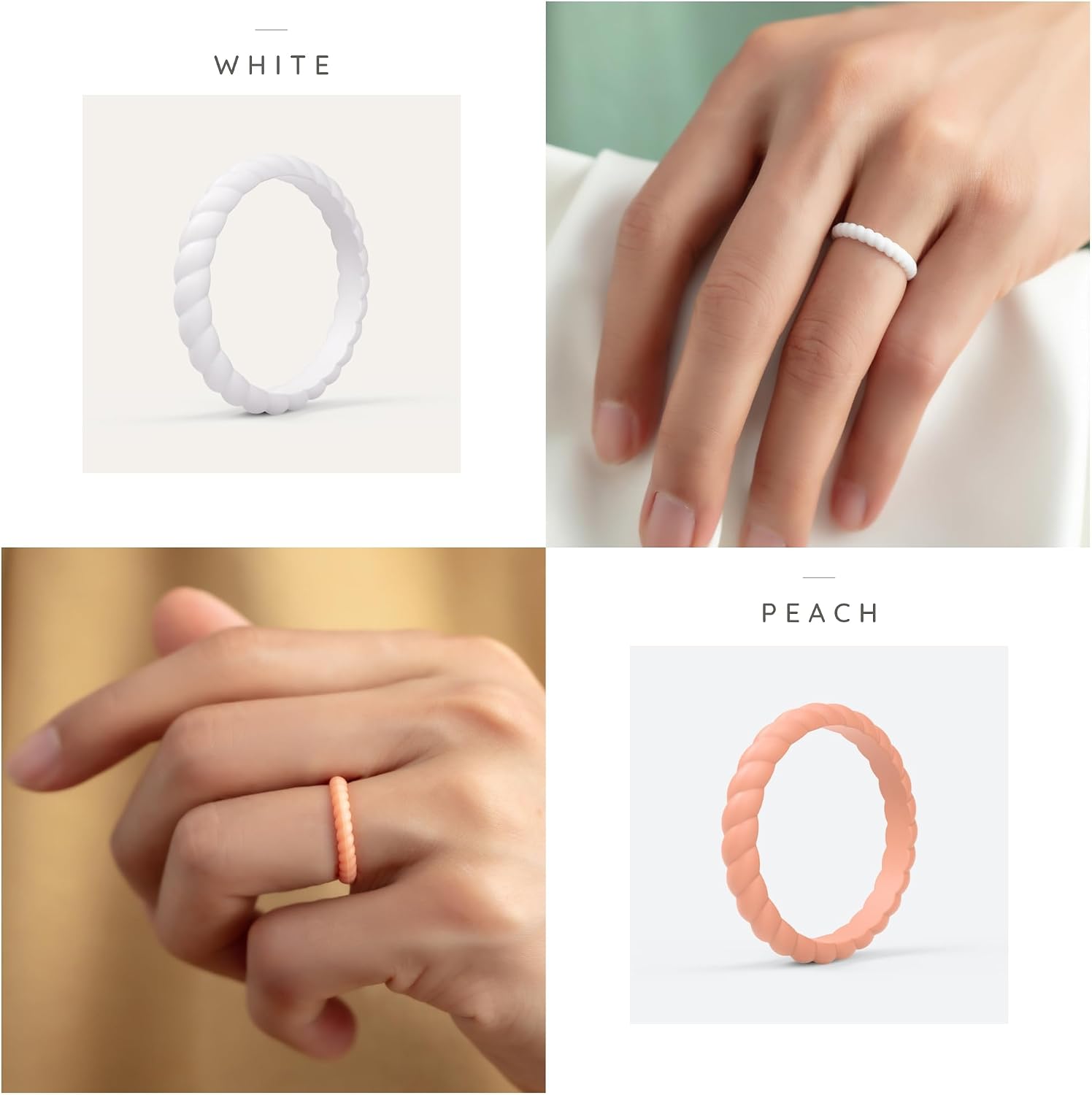 ThunderFit Womens Silicone Wedding Bands, Swivel Design, Thin and Stackable Rubber Engagement Rings 2.6mm Wide 2.1mm Thick - 1/4/8 Variety Multipack image 4