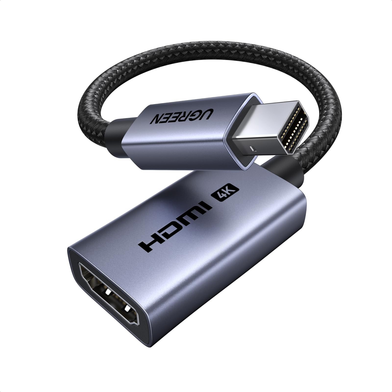 UGREEN 4K 30Hz Mini Displayport auf HDMI Adapter Thunderbolt 1/2, Unidirektional Mini DP auf HDMI 4K 30Hz 2K 60Hz 1080P 120Hz Kompatibel mit Mac mini MacBook Air MacBook Pro Monitor Projektor HDTV