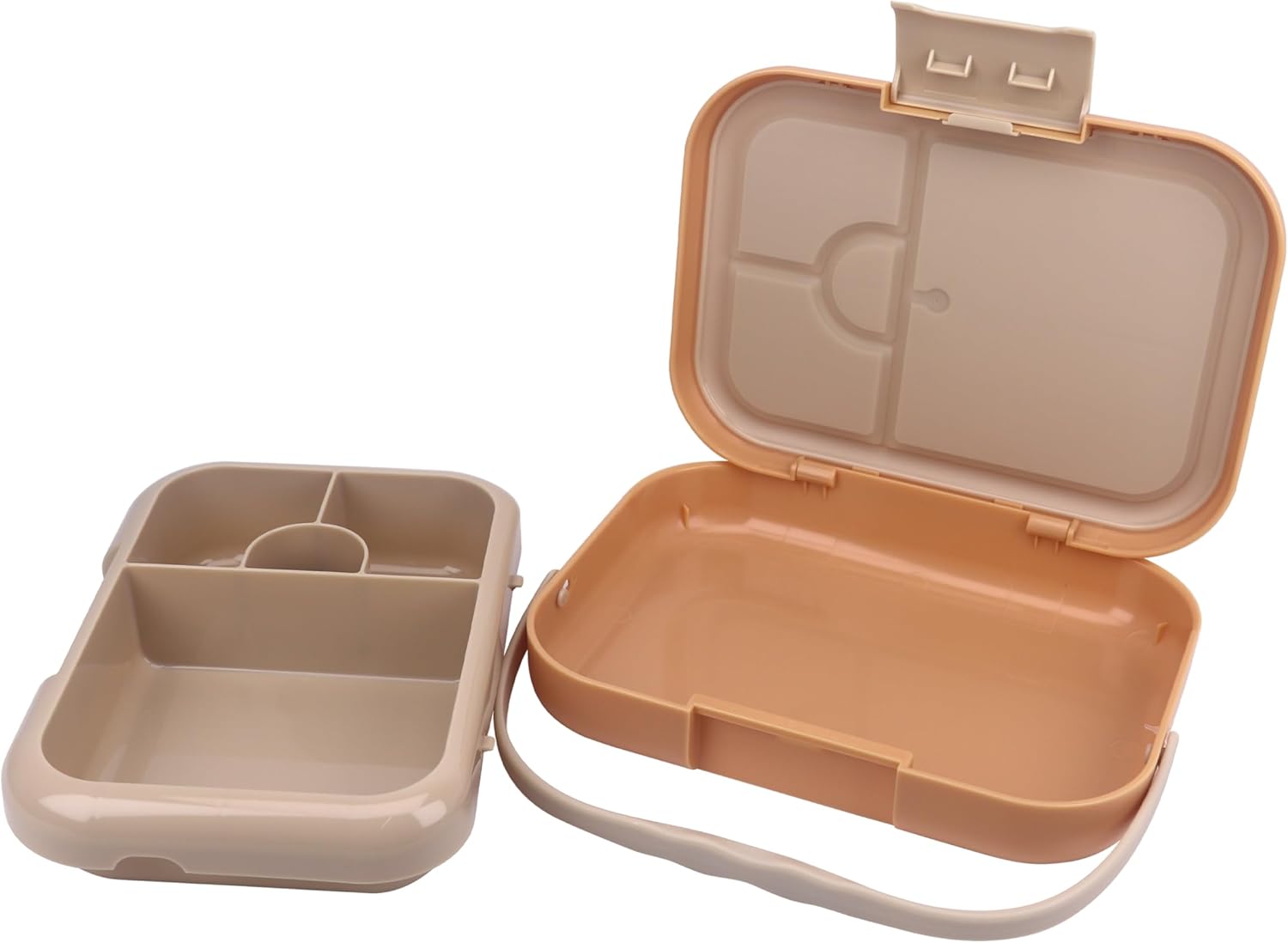 Bento Midi Lunch Box with carrying handle – 4 No-Mix Compartments | Microwave & Dishwasher Safe,Removable Tray | 900ML OZ (Pink Dark Powder ClevaRaff Friend)