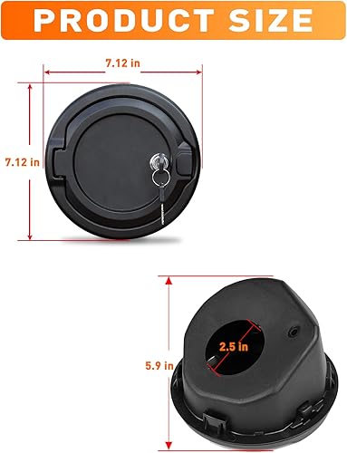 Miniatura 5 de Savadicar Cubierta de tapa de gas con bloqueo, puerta de tanque de llenado de combustible con cerradura compatible con Jeep Wrangler JL JLU