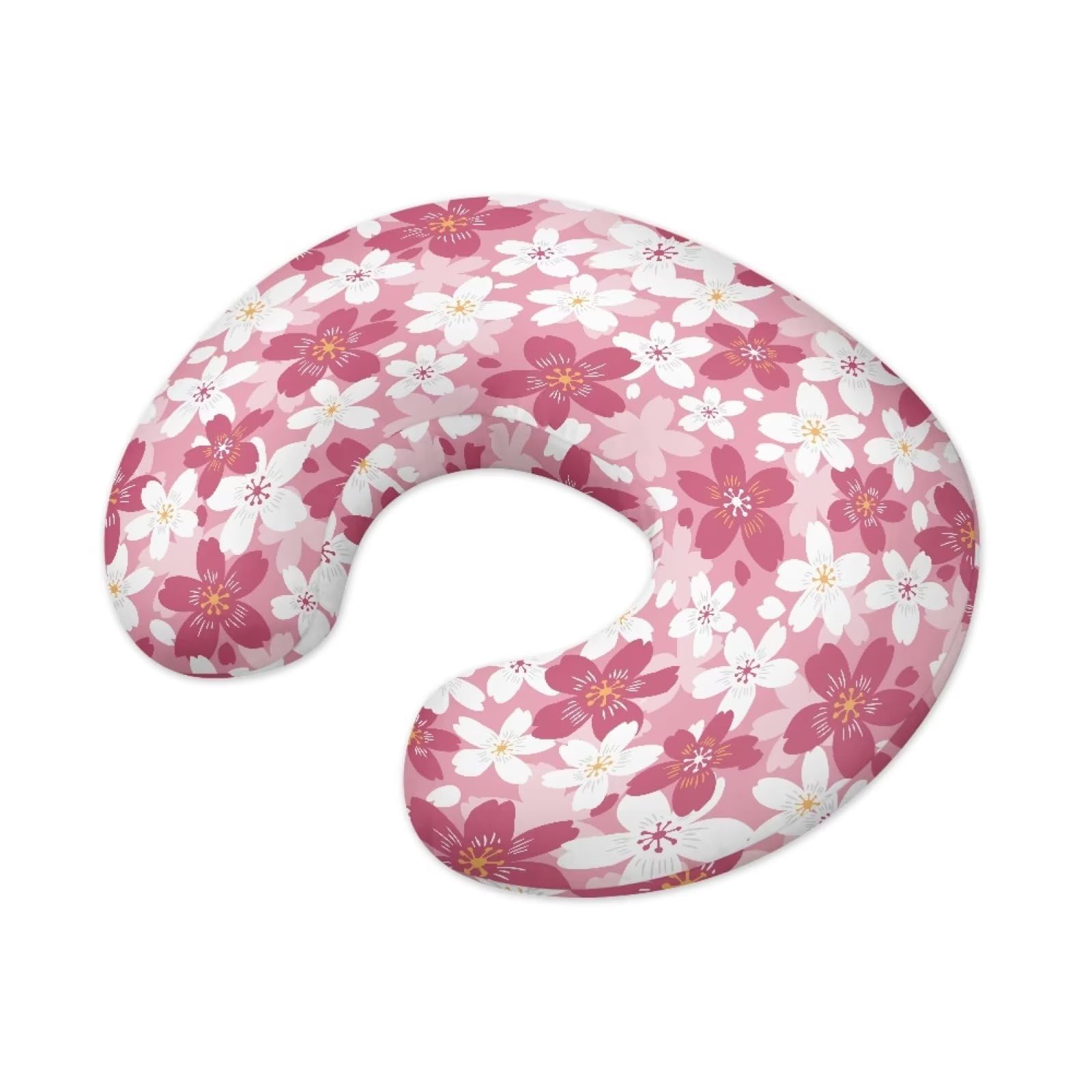 Hechitok Pink Cherry Blossoms Nursing Pillow Covers, Nursing Pillow Slipcovers Breastfeeding Newborn Infant Feeding Cushion Cover Case