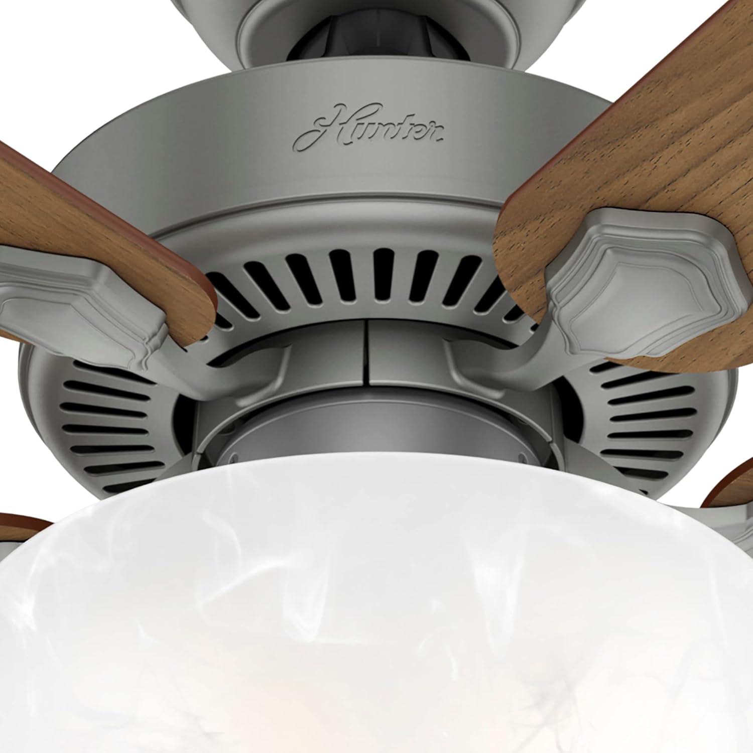 Hunter Fan Company, 44 inch ceiling fan with light, Swanson Matte Silver LED Fan, Pull Chain
