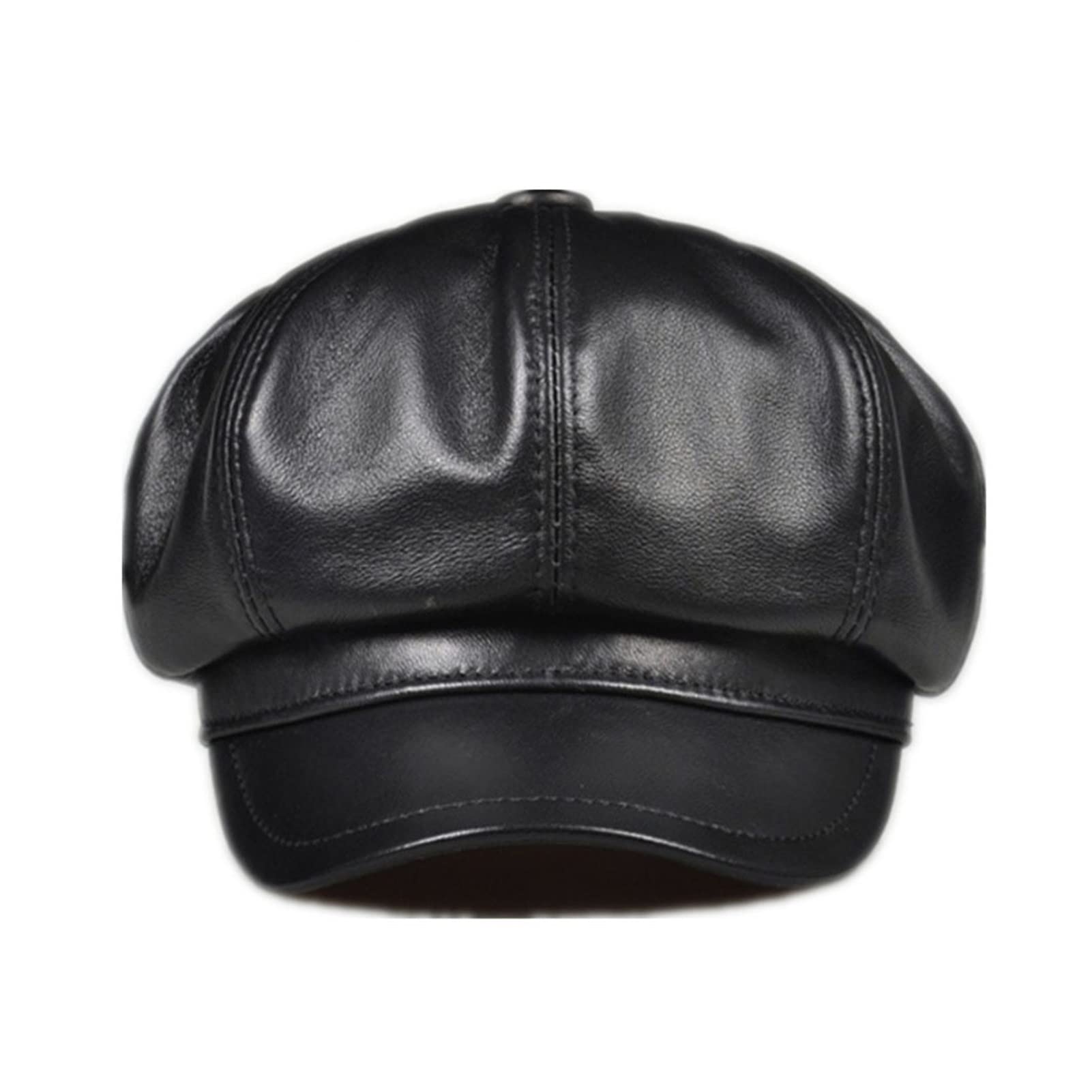Prawdziwej Skóry Mężczyźni Kobiety Newsboy Cap Męskie Beret Vintage Hig-H Qua-Lity Męska Kobieta Czarna Ośmiawista Czapka