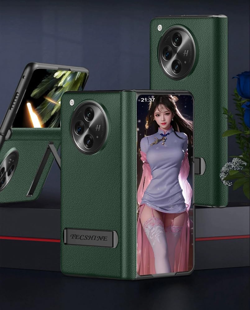 Étui en Cuir pour OnePlus Open. Housse à Charnière en Cuir Téléphone. Oneplus Open Coque pour Téléphone Portable à Écran Pliant. Case -Brun