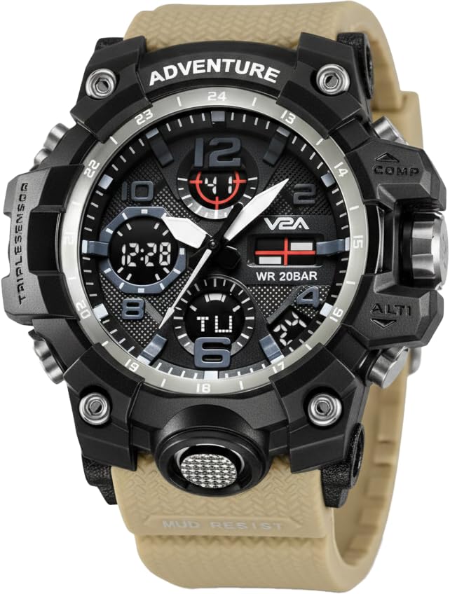 V2A Military Green Chronograph Analogue and Digital Sports Watch for Men and Boys