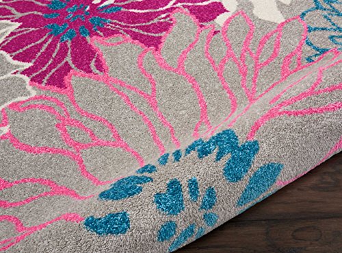 Nourison Passion Grey 5'3" X 7'3" Area-Rug, Floral, Farmhouse, Easy-Cleaning, Non Shedding, Bed Room, Living Room, Dining Room, Kitchen, (5' X 7') #TOP5