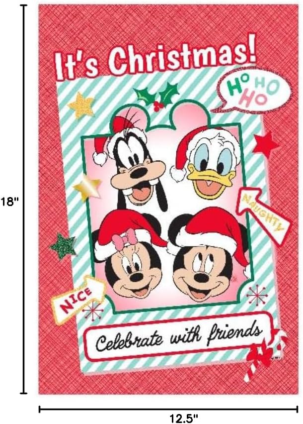 Flagology, Disney Celebrate Christmas with Friends – Garden Flag 12" x 18", Outdoor Flag, Exclusive Premium Fabric, Officially Licensed Disney, Christmas