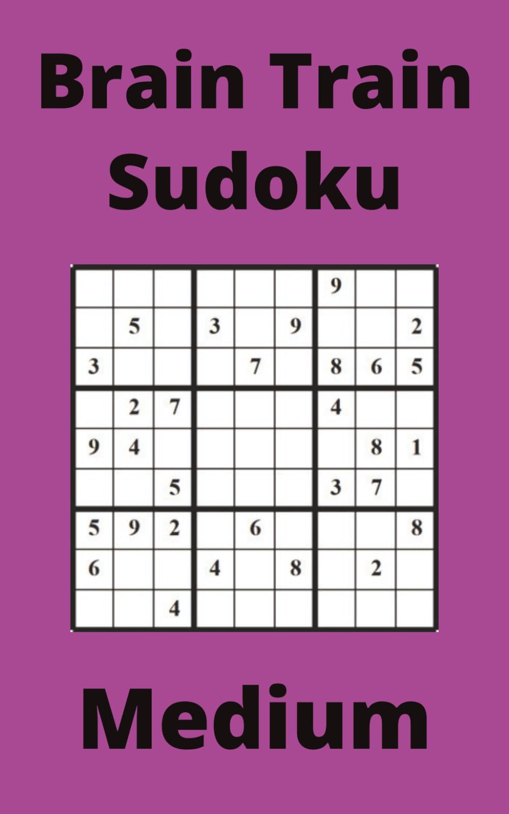 Purple Brain Train Sudoku Book, 9x9 Puzzles, 50 Pages, 5x8, Medium