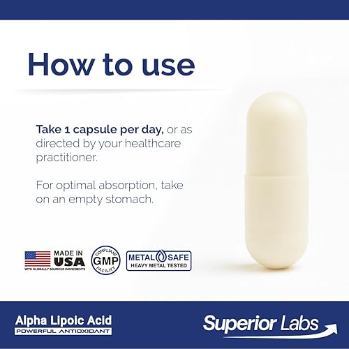 Miniatura 4 de Superior Labs ácido alfa lipoico (ALA) NonGMO puro, 120 cápsulas vegetales de 600 mg cada una. Sin aditivos sintéticos, ni ácido esteárico, ni