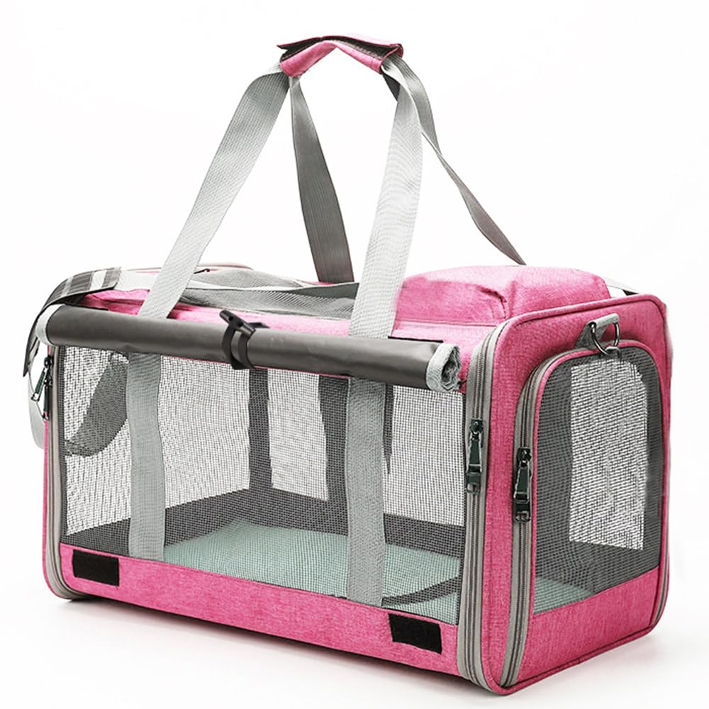 Sac de porte-chat portable pliable rose pour petit chien de voyage