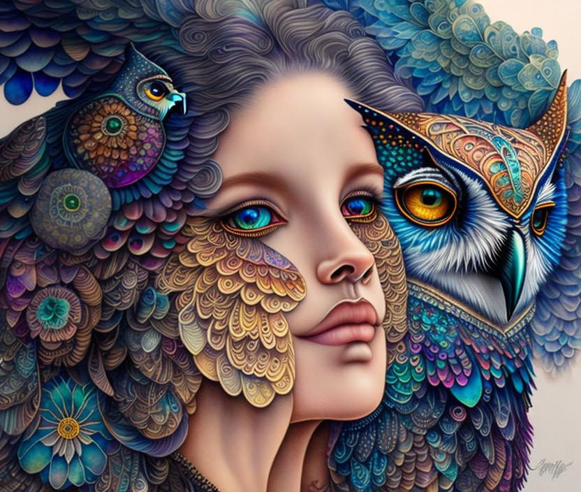 Toile imprimée hibou haute définition grand format poster mural 58x90cm