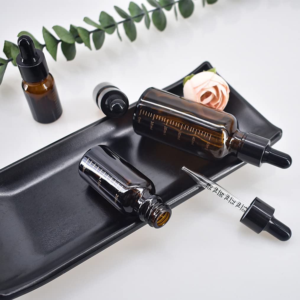 24 Pieza, Vacío 30ml Marrón Ámbar Botellas de Botellas de Cuentagotas Cristal, con Gotero Graduado y pipeta, para Aceite Esencial, Masaje,Fragancia, Aromaterapia, Laboratorio
