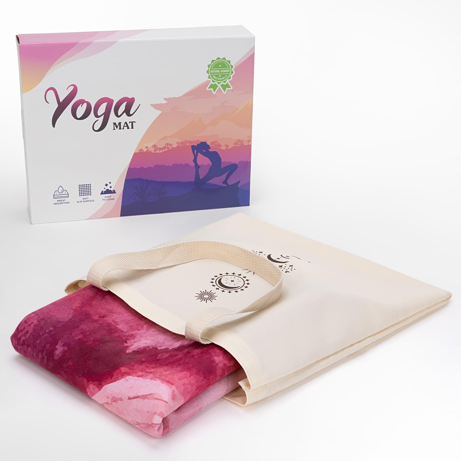 Reise-Yogamatte aus rutschfestem, faltbarem Wildleder – 1,5 mm dünn & leicht (1,4 kg), schweißabsorbierend für Hot Yoga, Pilates & Outdoor – inkl. Tragetasche, 183 x 61 cm