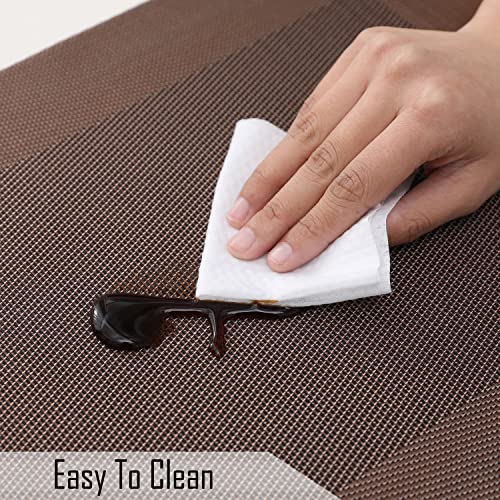 Image of HOKIPO Polyvinyl Chloride Pvc Placemats For Dining Table Set Of 4 - 45X30 Cm (Ar2752), Dark Brown