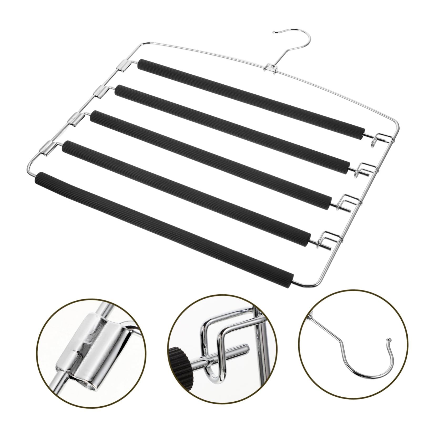 HOOTNEE Multi Layer Pants Hanger with Non Slip Padding Space Saving Trousers Organizer for Wardrobe for Jeans and Slacks Maximizes Closet Storage