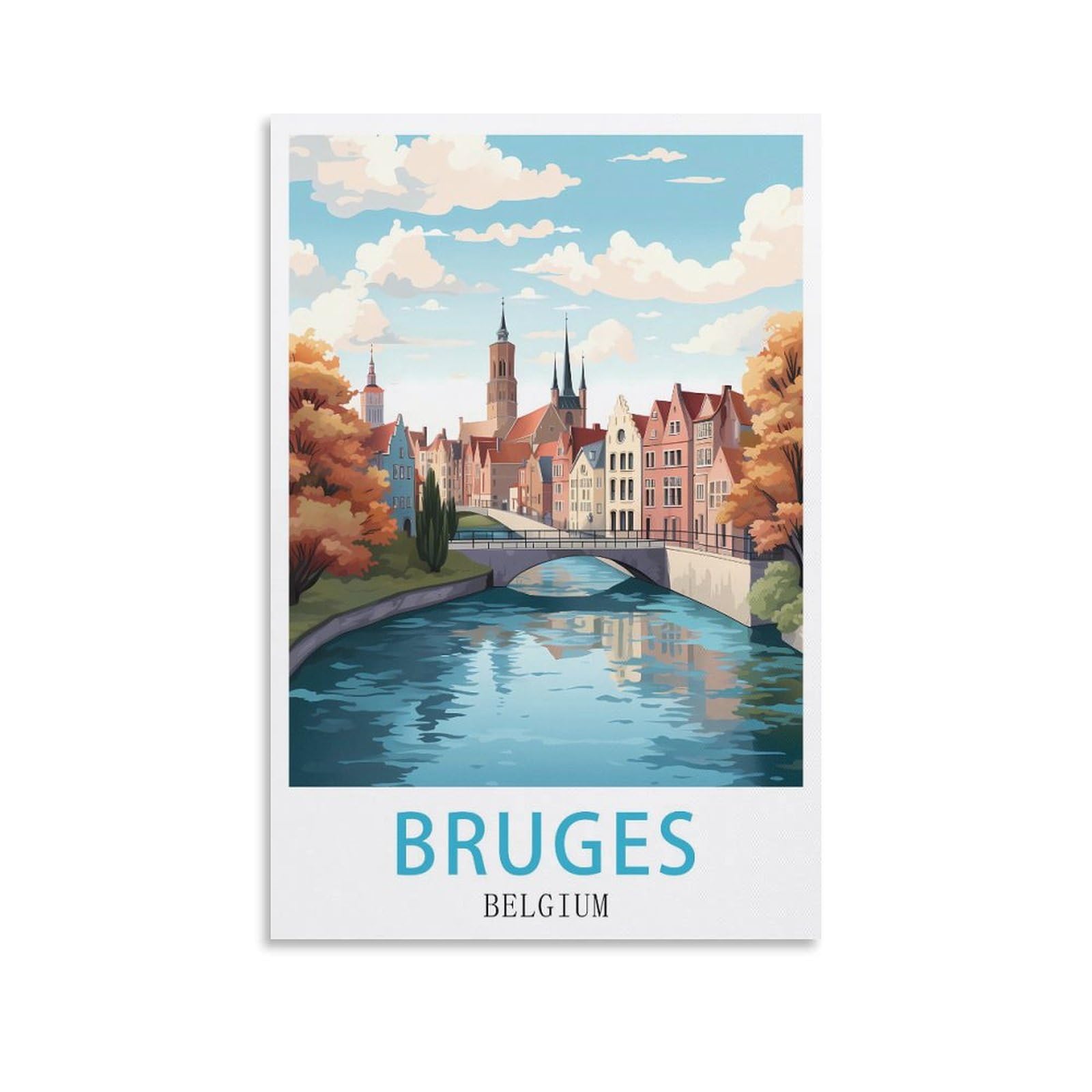 Tin Signs Retro,Bruges Belgium,Wall Art Decorative Plaque Decor for Home Livingroom Bedroom Cafes Coffee Bars Decoration Gifts 20x30cm