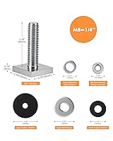 Vista 2 de Pernos de ranura en T para barras de techo, plataforma, cesta de carga, adaptador de perno cuadrado en T de acero inoxidable para asegurar
