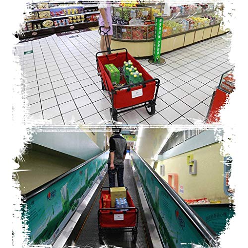 CCYENG Lagertrolleys, zusammenklappbarer Gartenwagen, robuster Wagen mit Überdachung, multifunktionaler Einkaufswagen für den Außenbereich, Camping, Strand, Ziehwagen – Bild 3