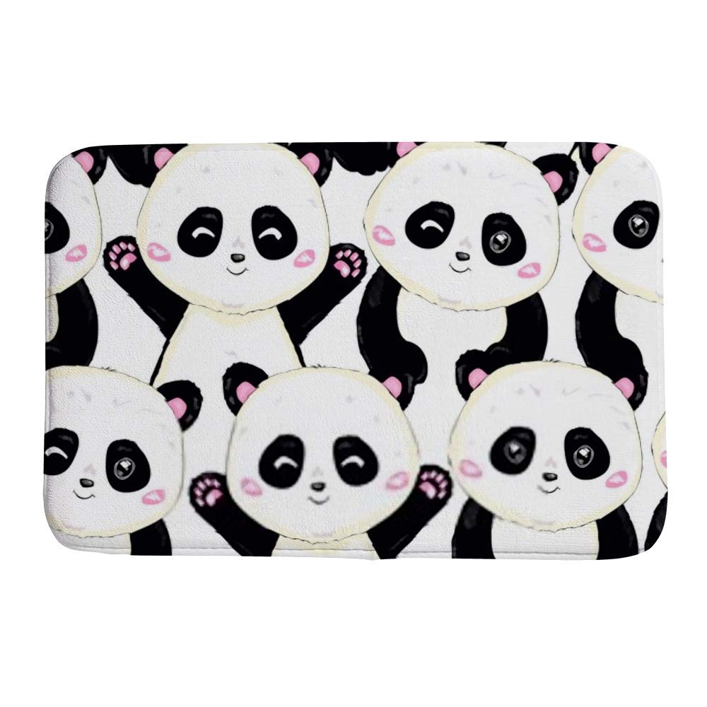 Tapis de bain panda antidérapant lavable en machine en velours corail doux
