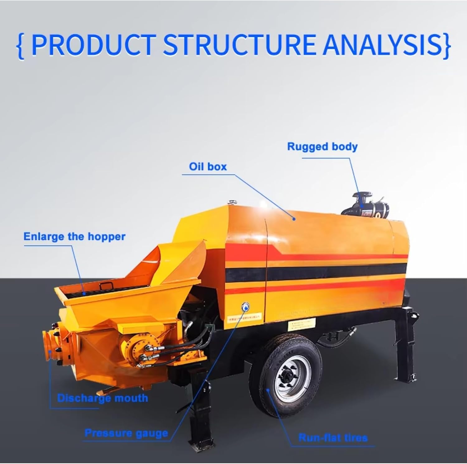 Hydraulic Mixing & Pumping Durable Stable Operation Concrete Mixer with Concrete Pump Powered Concrete Transfer Pump Portable for Secondary Structure Pouring