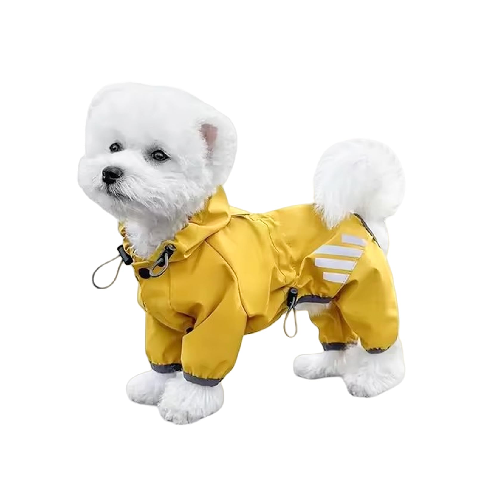 Dog Raincoat,1PC Waterproof Hooded Dog Rain Jacket with Legs and Harness Hole,Adjustable Pet Rain Coat for Small Dogs (Yellow, M)