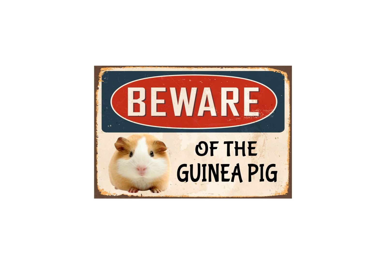 Beware Of The Guinea Pig Metal Tin Sign Warning Sign Safety Signs Aluminum Sign For Alt Room Decor, Indoor & Outdoor Signs For Home, Office, Work 20x30cm