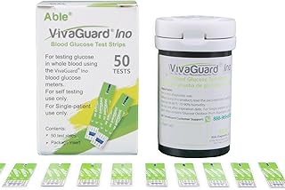 Vivaguard Ino Blood Glucose Test Strips for Diabetes - 50 Counts Accurate Diabetic Test Strips for Monitoring Blood Sugar - Compatible with Vivaguard Ino Glucometers Only