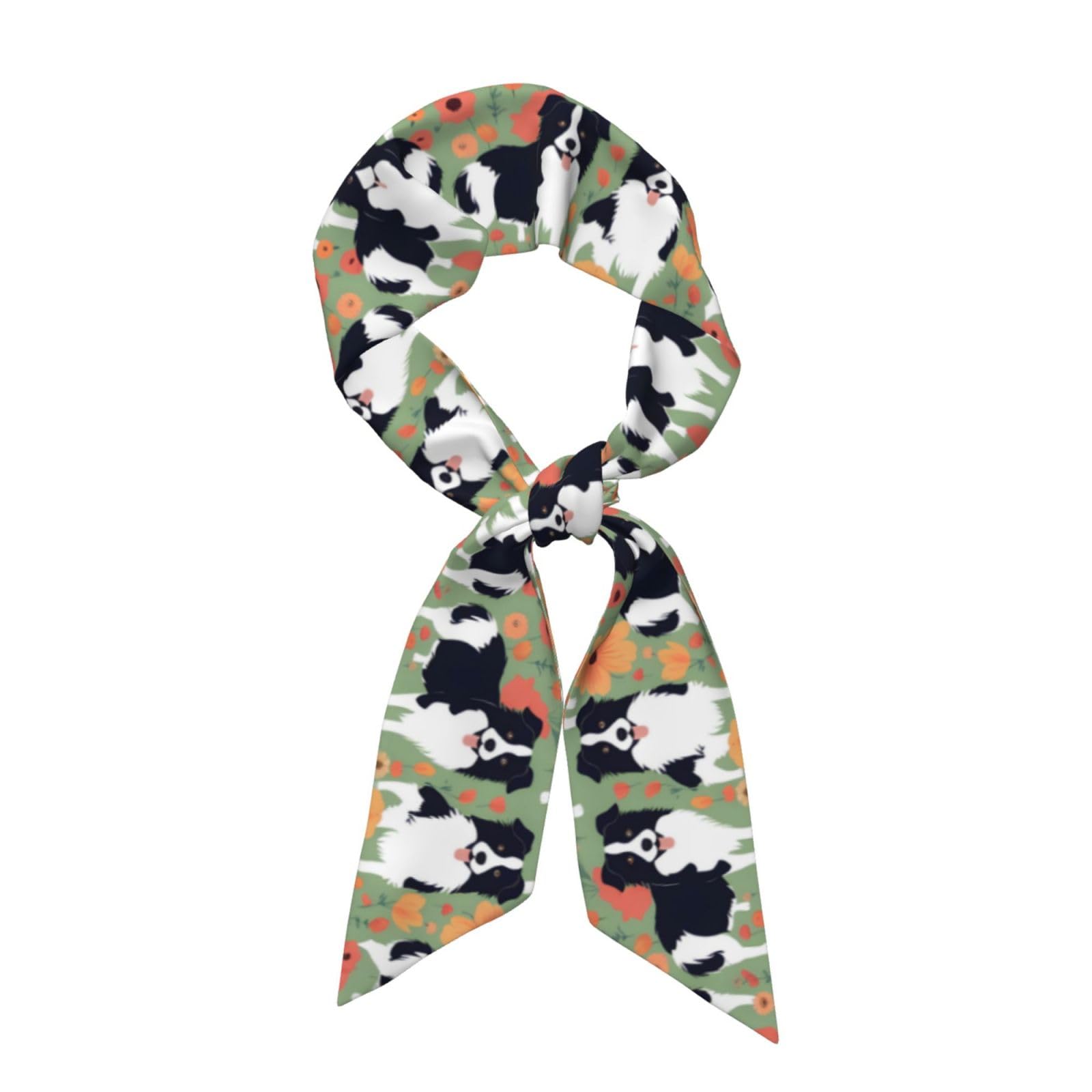 Yyhwhjde Women's Black Border Collie Florals Prints Fashion Scarf, A Versatile Accessory Soft, Silky
