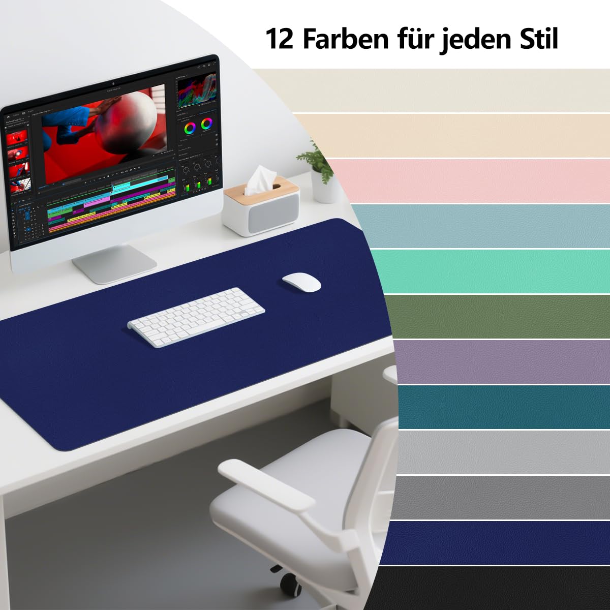 Zindoo Sottomano da scrivania blu scuro, 120 x 60 cm
