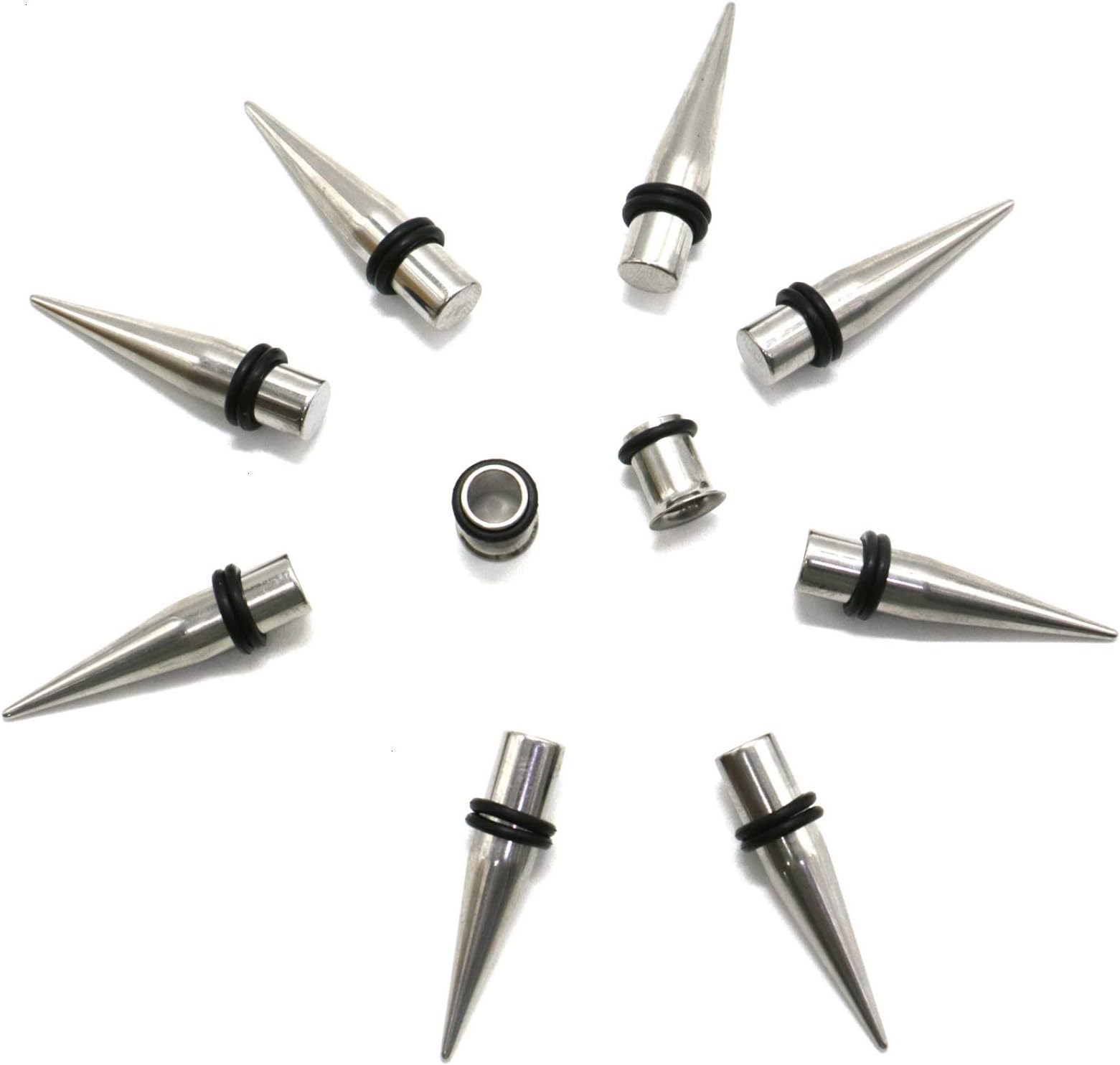 AQUEENLY 1g Taper and Plugs 4 Piece Stainless Steel Ear Stretching Kit (1 Gauge-7mm)