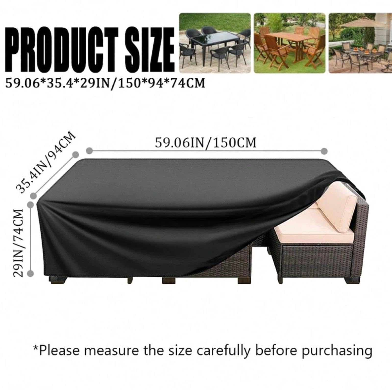 Housse Salon De Jardin Exterieur 225x225x80cm 420D Housse De