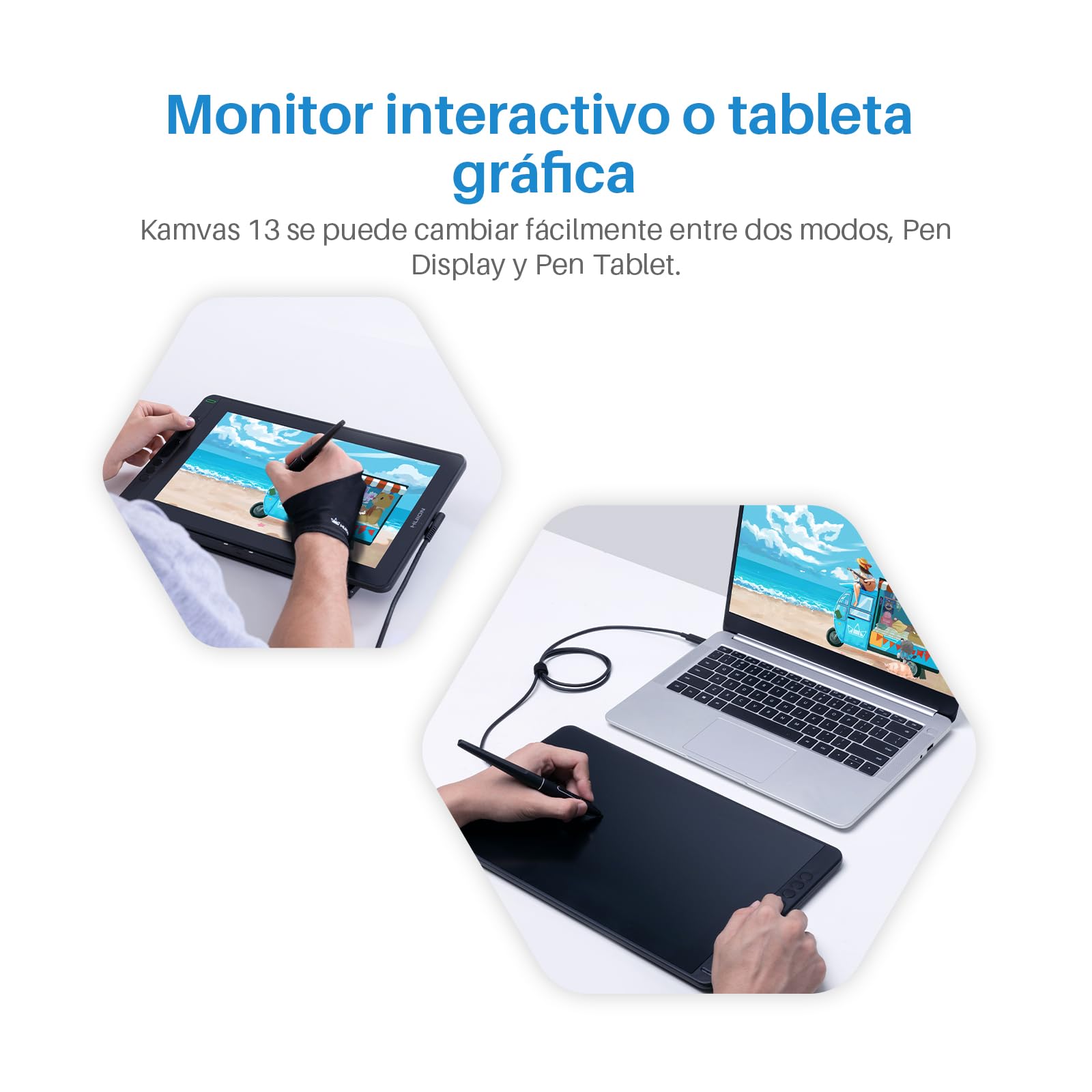 HUION Kamvas 13 Tableta Gráfica con Pantalla, Monitor de Dibujo Gráfico de 13,3 Pulgadas,120% sRGB, Lápiz PW517, con Ajustable Soporte, Ideal para Trabajar Desde Casa y Aprendizaje Remoto, Verde | PenTech4.0 16384 Pen Pressure, 5 teclas Express, Canvas Gl