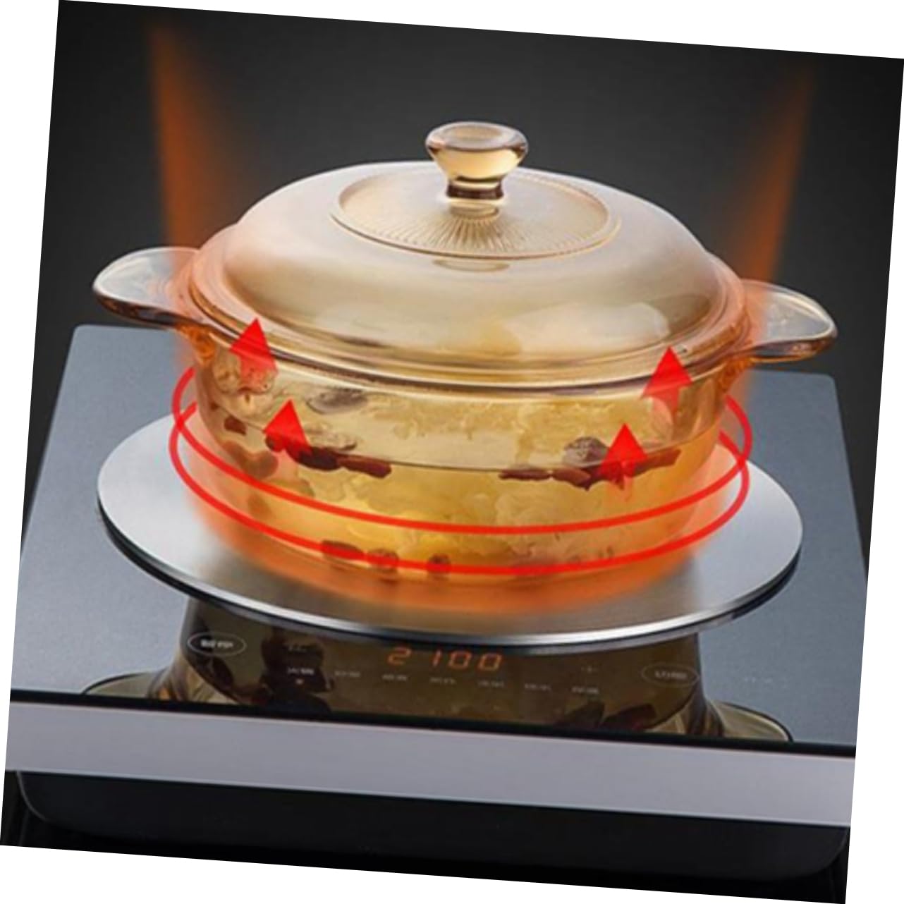 GALPADA Placa Conductora De Calor De Acero Inoxidable para Cocina De Inducción Asa Desmontable Difusor De Calor para Estufas Eléctricas y Convertidores