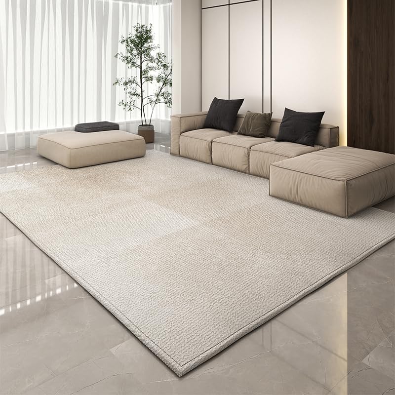 Tapis beige moderne 100x100 cm lavable et antidérapant pour salon