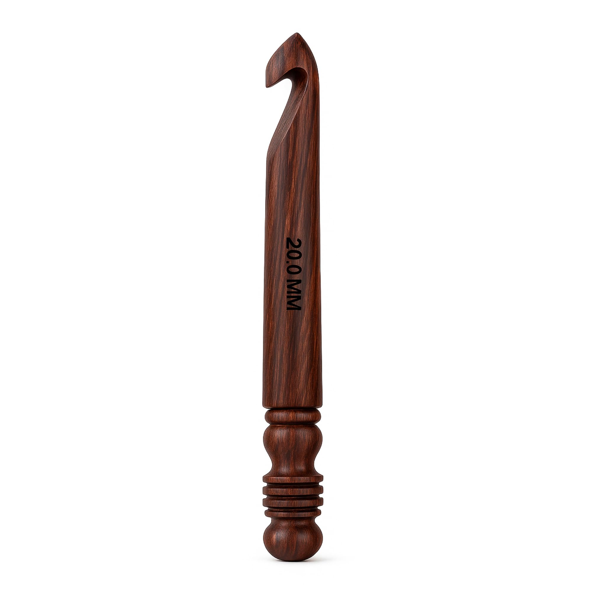 Prime Art Set di 3 uncinetti in legno di palissandro fatti a mano (15 mm, 20 mm, 25 mm) o singoli, ganci Jumbo con finitura naturale per filati grossi (palissandro, 20 mm)