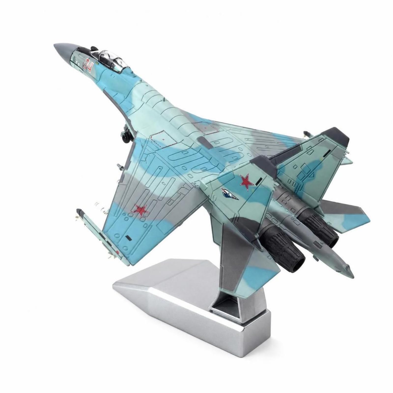 Modellino Statico SU-35 1:100 Modellino Jet SU-35 Metallo e Plastica Aereo da Combattimento in Miniatura, Argento