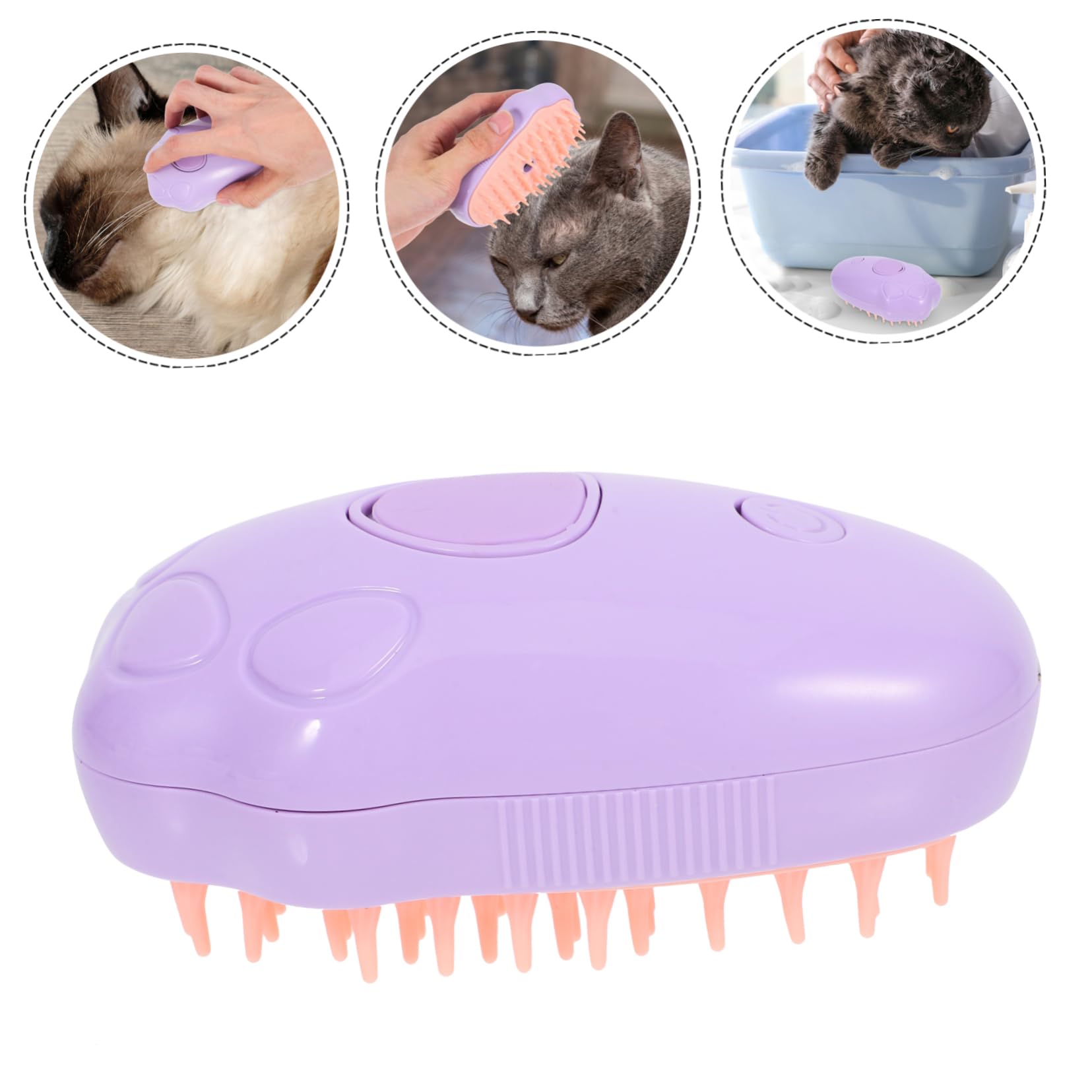 SUPVOX 4piezas Cepillo De Vapor Autolimpiante Para Mascotas Masaje y Eliminación De Enredos Cepillo Multifuncional Para Perros y Gatos