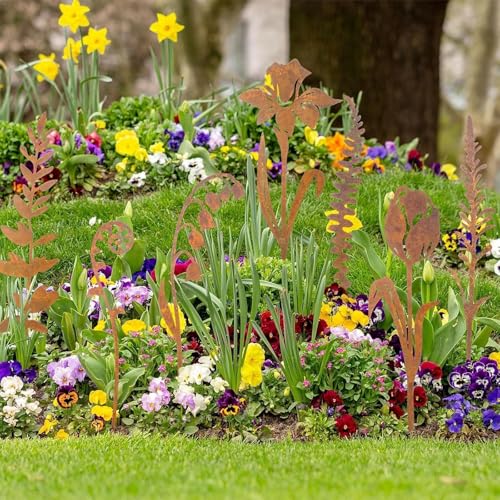 TTYSHIP® 10 Pièces Piquet de Jardin en Métal Rouillé, Piquets Décor Jardin – vue 5