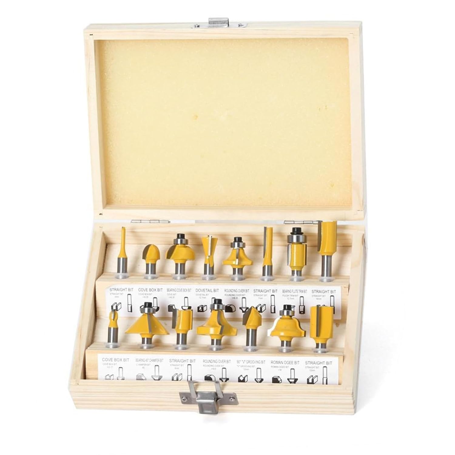 15pcs Set 1/4inch Router Bit Set Trimming Straight Milling Cutter for Wood Bits Tungsten Carbide Cutting Woodworking