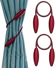 مشابك تثبيت ستائر من اي سي في في، مشابك ستائر نوافذ مزخرفة، أربطة خلفية ملتفة للستائر، لتزيين نوافذ غرفة المعيشة والمنزل (أحمر)، قطعتين