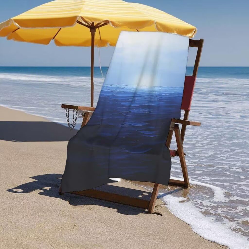 Telo Mare XXL 100x200cm/35x70cm, 2 Set Telo Mare Microfibra Blu Asciugamano Palestra Uomo, Antisabbia, Leggero, Asciugatura Rapida, Teli da Spiaggia Grandi Accessori per Camping Natation Palestra J-40