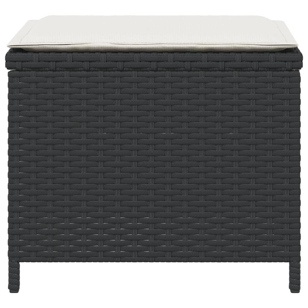 Taboret ogrodowy z poduszką 4 szt. czarny 40 x 40 x 35 cm polirattanowy