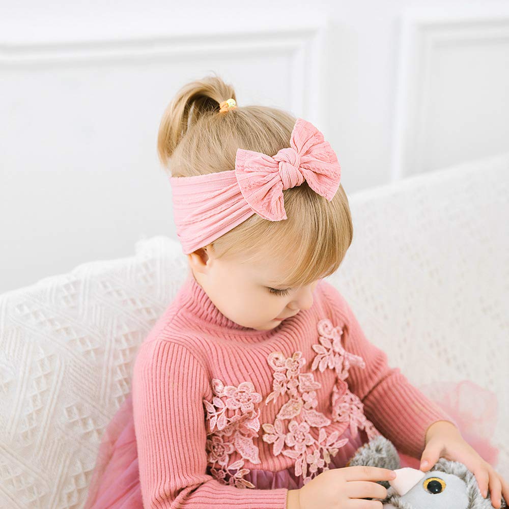 ZOCONE Fascia Capelli Neonata, 8 Pezzi Fiocchi Fascia Capelli Bambina Fasce per Capelli Neonata Fascia per Capelli Neonata, Cotone, Morbido, Adatto per 0-3 anni