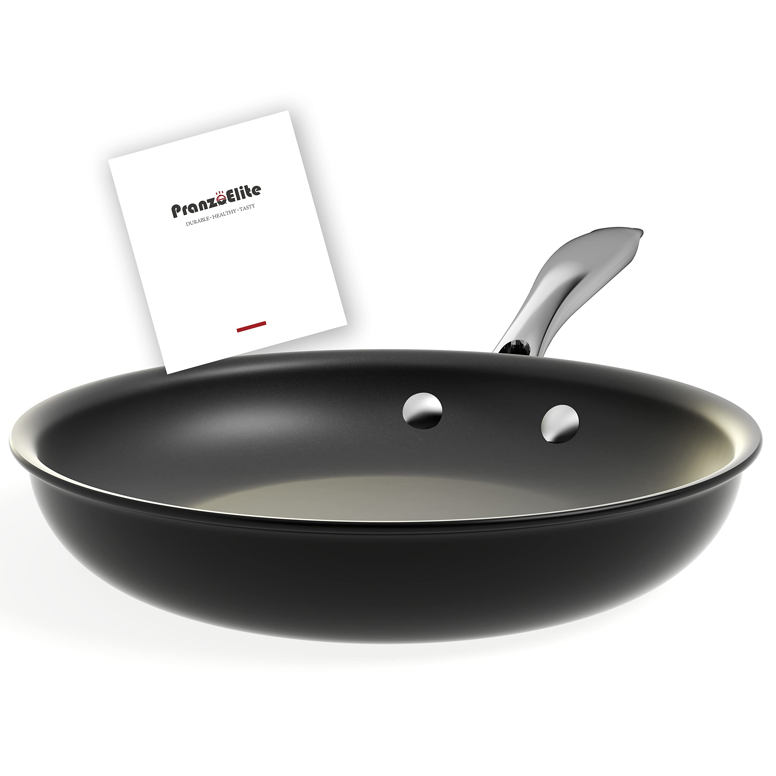 PRANZOELITE Non Stick Pans Skillet 8 inch, Cooking with Less Oil Health Care, Easy Clean Frying Pan for a better life, Oven Safe, Multistove Multipurpose, Cool Comfort Handle, PFOA PFOS Toxic Free