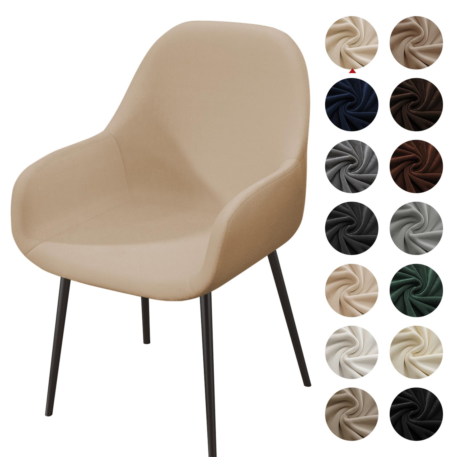 ZHUIYUAN Curved Back Chair Covers Dining Chairs Cover Velvet Soft Stretch Mid Century Modern Accent Chair Slipcover for Kitchen Living Room